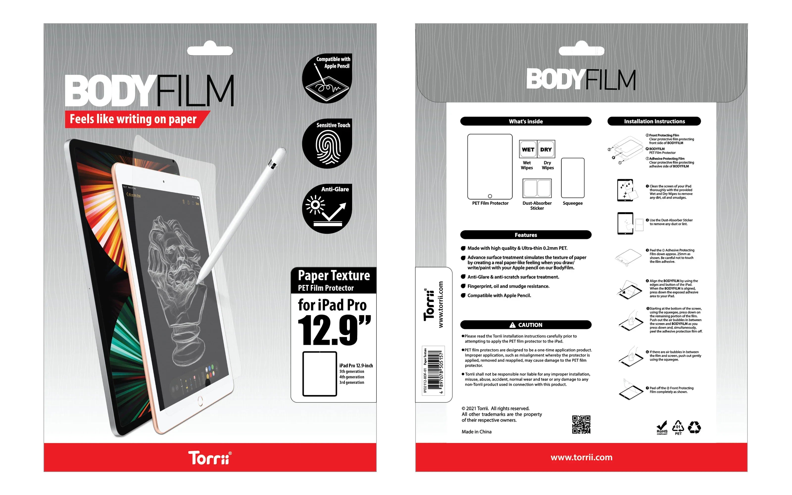 Torrii Bodyfilm Paper Like Screen Protector For iPad Pro 12.9 (2021/2020/2018) - Clear - Tashqila Torrii Bodyfilm Paper Like Screen Protector For iPad Pro 12.9 (2021/2020/2018) - Clear - Tashqila